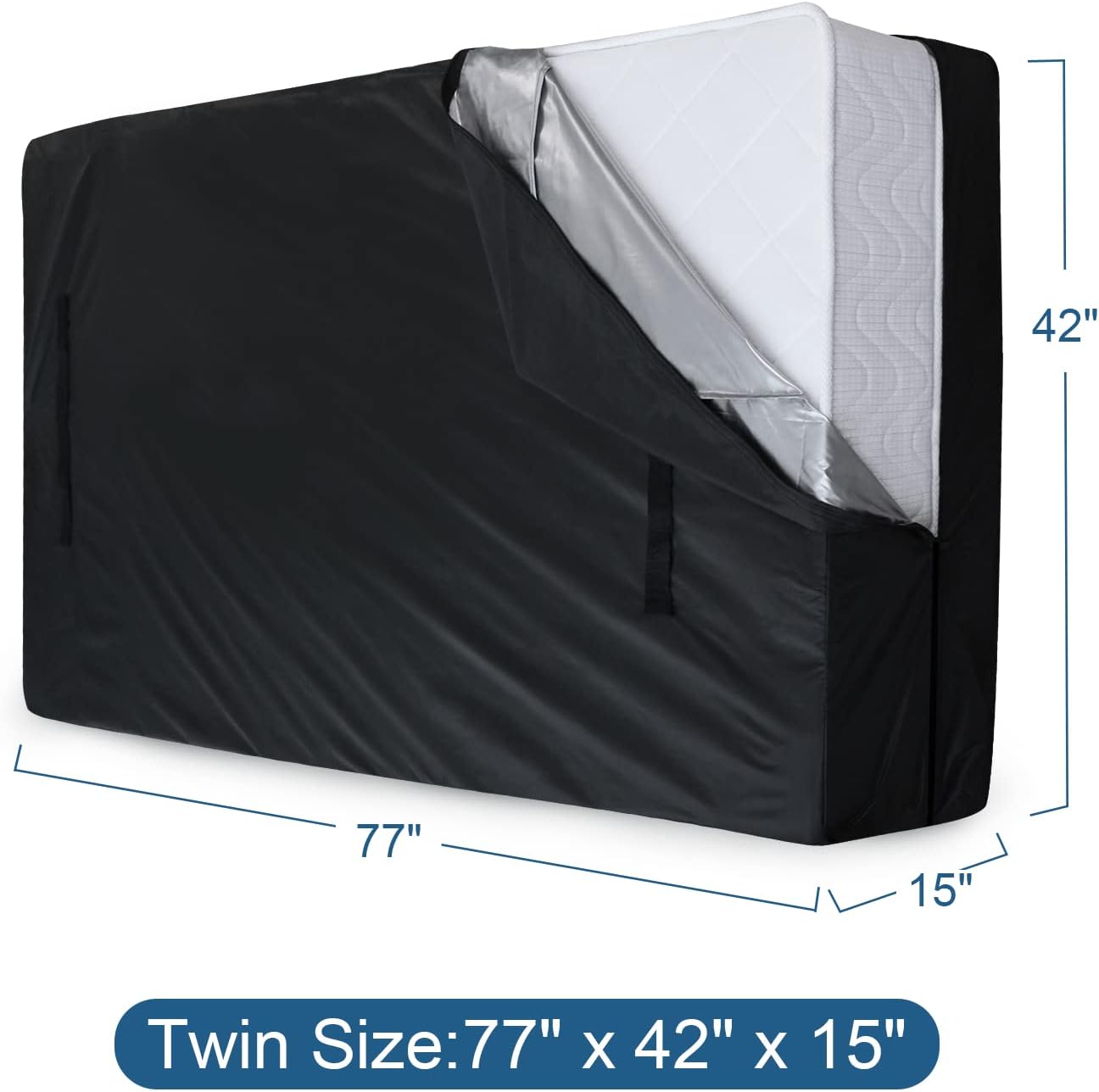 Mattress Bags for Moving and Storage Twin Size, Waterproof Mattress Protector Mattress Cover with Heavy Duty Handles, Strong Zipper, Reusable Thick Moving Supplies & Moving Bags, Black - Image 5