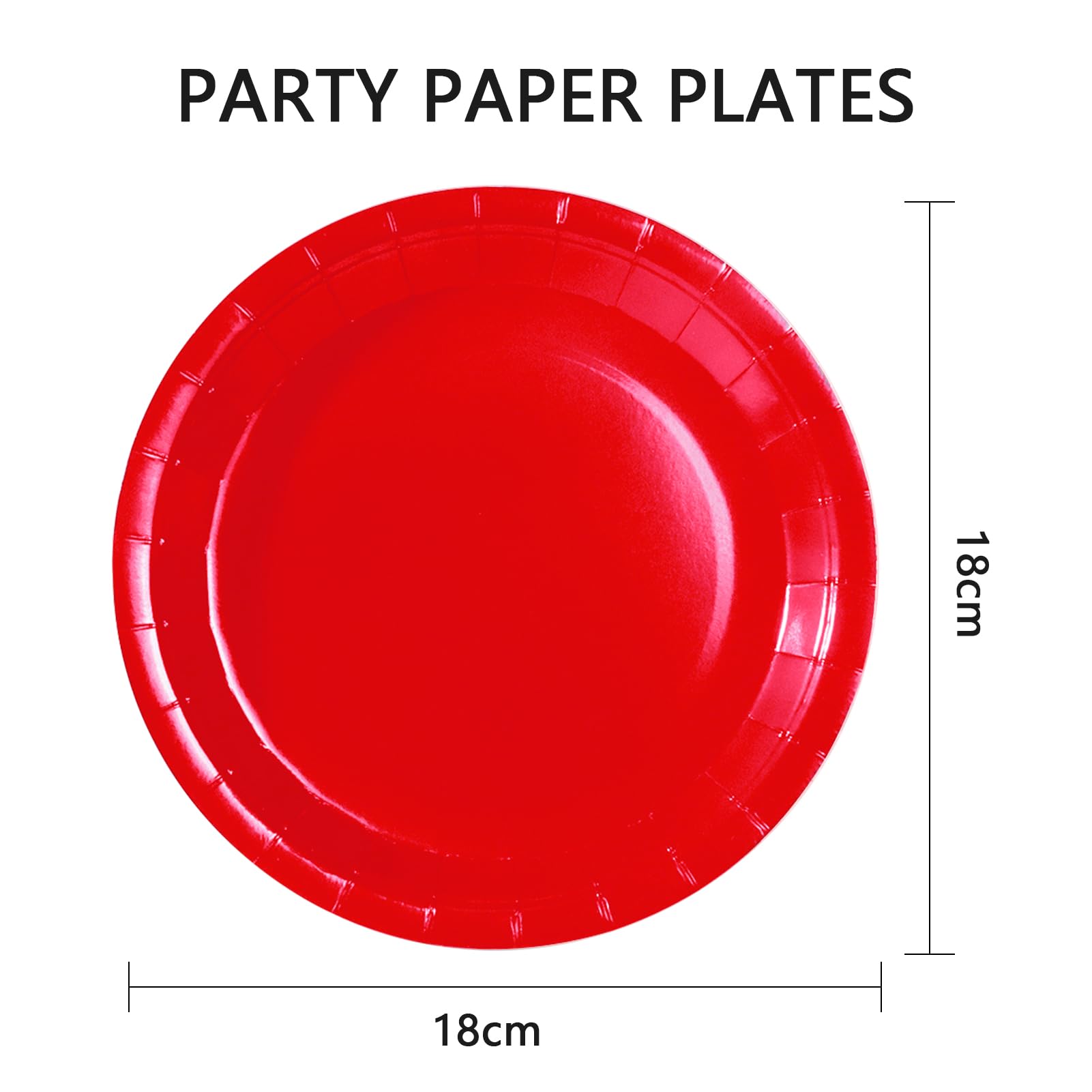 PYAILI Party Paper Plates, 50-Pack Disposable Red Plates, 18 Centimetres-7 Inch, 7 inches - Image 2