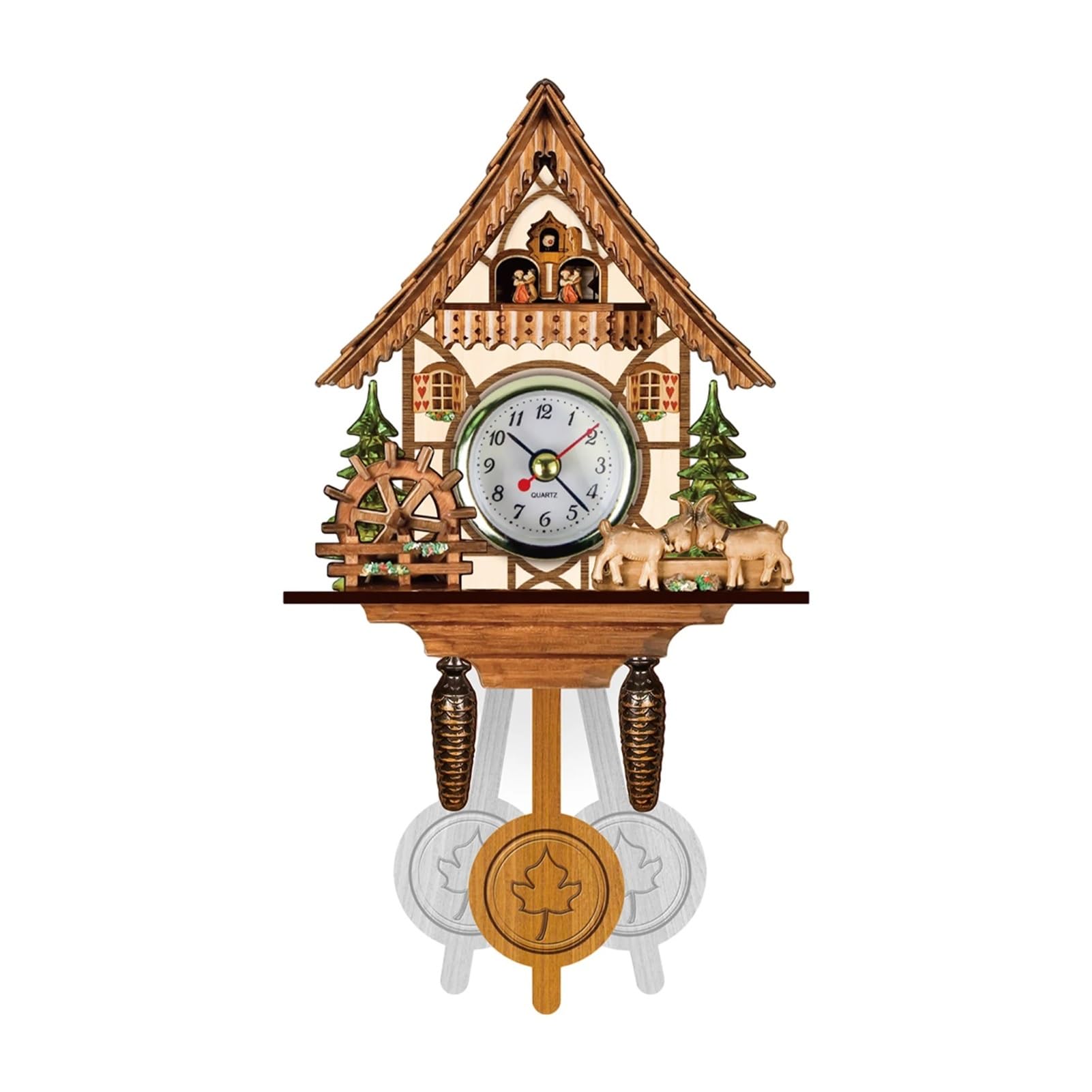 Gsclz E 14Inch Cuckoo Clock Wooden Black Forest Chalet Wall Bird Alarm Decorations For Wall Art Hom Offic Decoration(E)