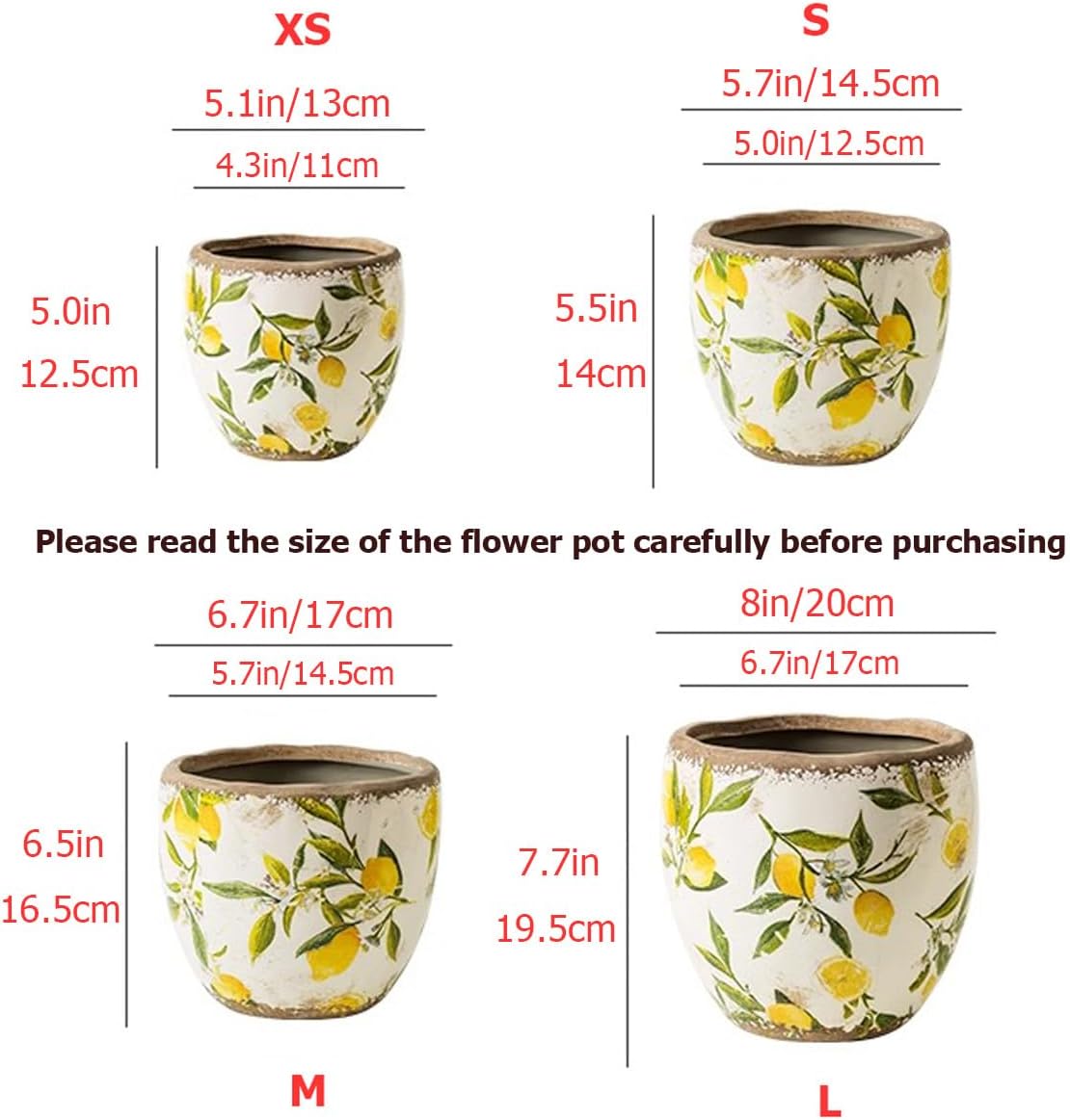 Reto Rustic Ceramic Flower Pots for Garden Plants and Succulents,Distressed Cracked Glazed Planters with Drainage Holes Tuscan Flower Pots for Outdoor,Yellows,with Hole