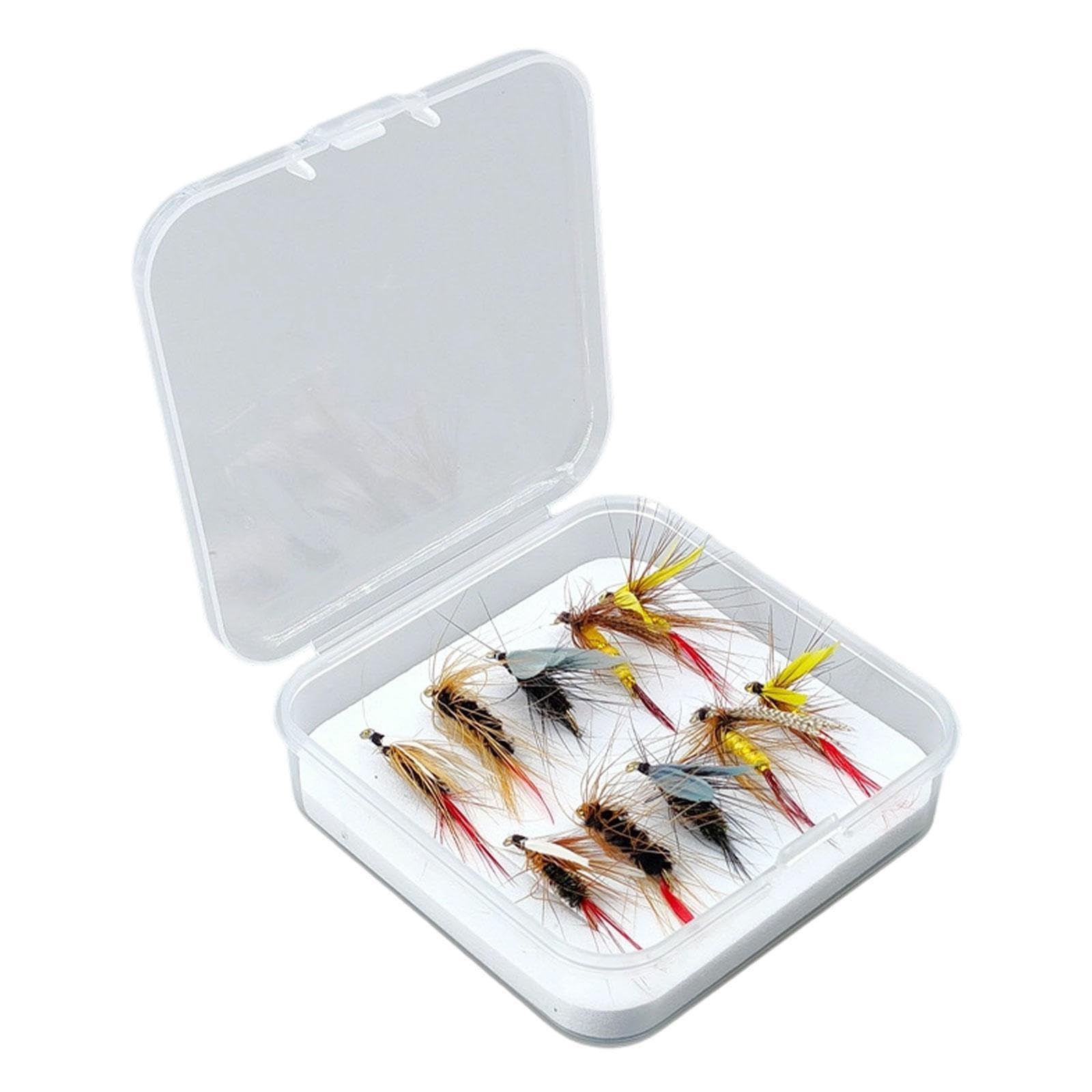 UJEAVETTE 10 Pieces Fly Fishing Fly Assortment Fake Lures with Fly Box for Lake Bass-image-18