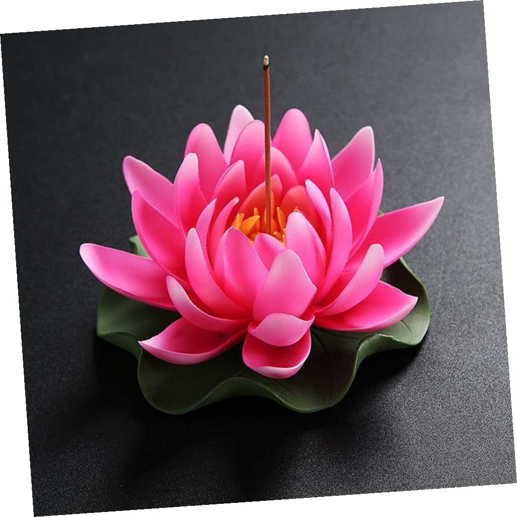 Porta Incenso a Forma di Fiore di Loto in Ceramica Rosa