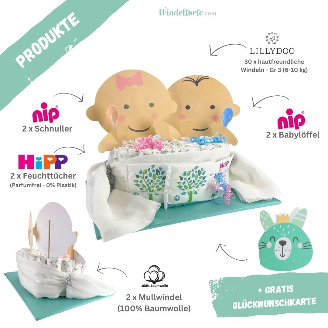 Zwillinge - Bub - Junge & Mädchen - Geschenk zur Geburt - Babyparty - Baby - Babyshower - Pullerparty (Mädchen/Junge)