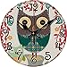 Grazing 12" Arabic Numerals Cute Cartoon Single Owl Design Country Rustic Style Wooden Decorative Round Wall Clock (Single owl)