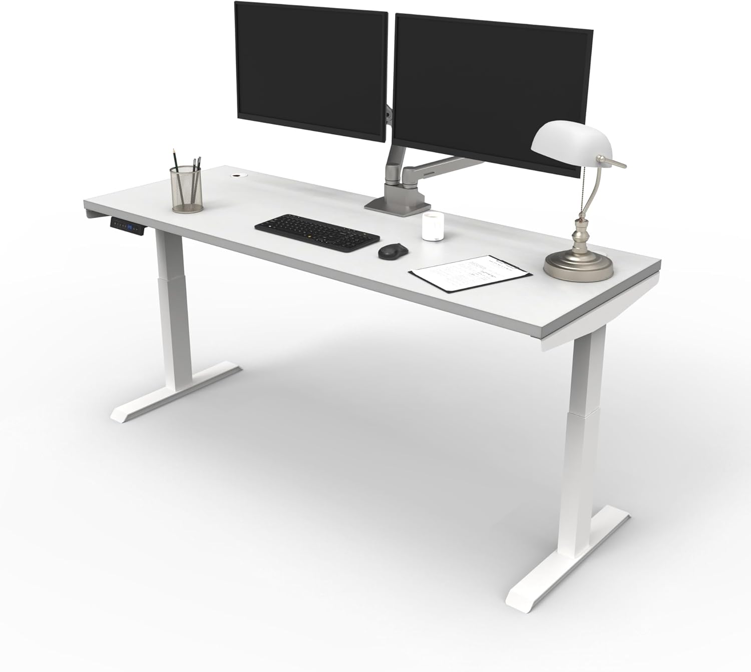 Lift It, 72"x24" Electric Height Adjustable Desk for Office or Home, Dual Motor, 4 Memory/USB Charging LED Digital Control, Brite White Top and White Frame