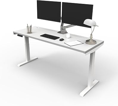 Lift It 66"x24" Electric Standing Desk - Dual Motor Height Adjustable with Memory Presets & USB Charging - White Top White Frame