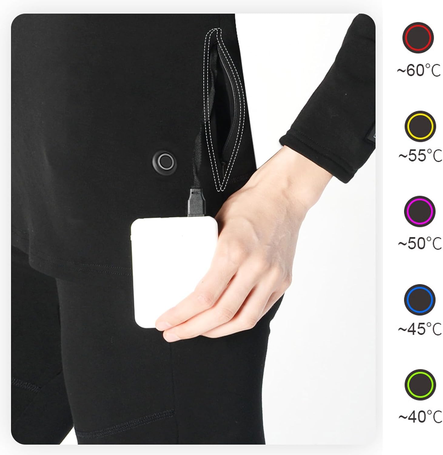 Men's Heated Thermal Underwear Set, App Control 20 Areas Heating USB Warm Shirt & Pants, Fleece Lined Base Layer