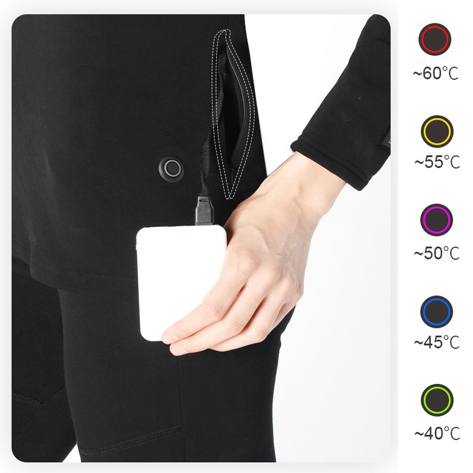 Herren Beheizte Thermische Unterwäsche Set, App Control 20 Bereiche Heizung USB Winter Warme Shirt & Hosen, Fleece Gefüttert Basisschicht