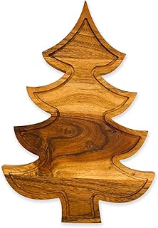 Affinity Decor Christmas Tree Cutting Board for Kitchen, Tree Shaped Wood Cutting Board with Grooves, Charcuterie Wooden Serving Tray for Cheese (Christmas Tree Board with Groove 13"L x 9"W)