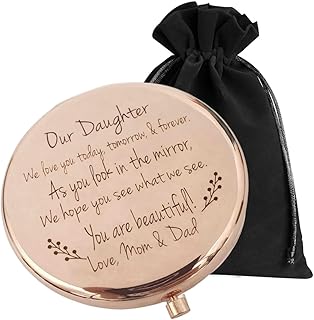 Gifts for Daughter on Wedding Day, Birthday Gift for Daughter Adult, Gift for Bride From Mom, 17 Year Old Girl Gift Ideas, 18th Birthday Gifts, 16th Birthday Gifts for Girls Compact Mirror (Mom & Dad)