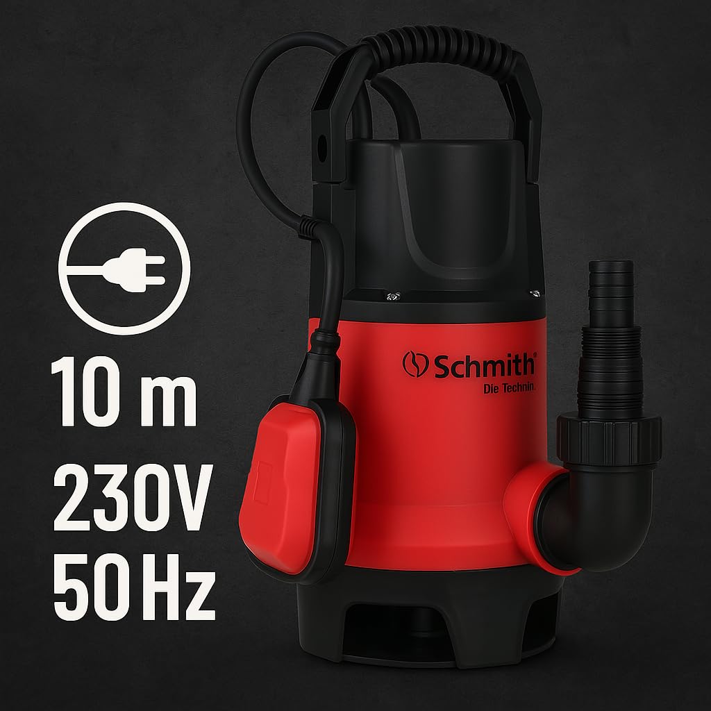 Bomba de agua sumergible achique - Bomba aguas sucias 220v - 1100 W - 15000 L/H - Máx. Altura de descarga 9 M, Máx. tamaño de partícula 25mm - Para agua limpia y aguas residuales