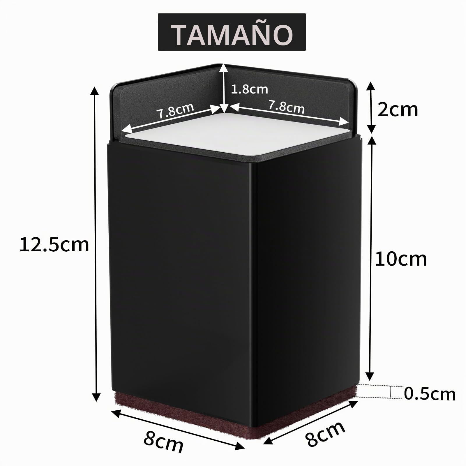 Elevador de muebles de 4 pulgadas, 10 cm, de acero al carbono, autoadhesivo, elevador de muebles, altura de mesa, elevador de silla, 8 cm de diámetro, cada pie de elefante rodamiento 2500 PFD
