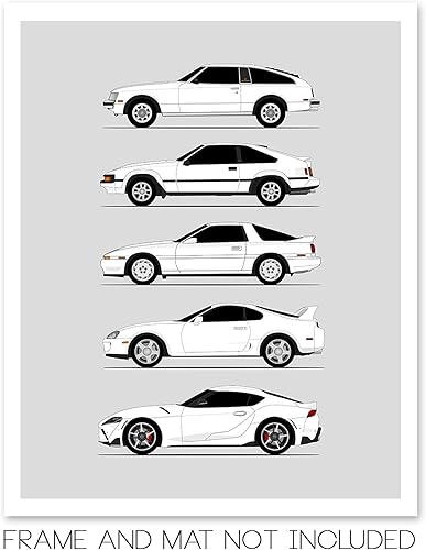 Vista 23 de Custom Car Posters Handmade Poster compatible with Toyota Supra Generations and Print of Toyota Supra - Blue, 11x14 Metallic Print (Unframed)