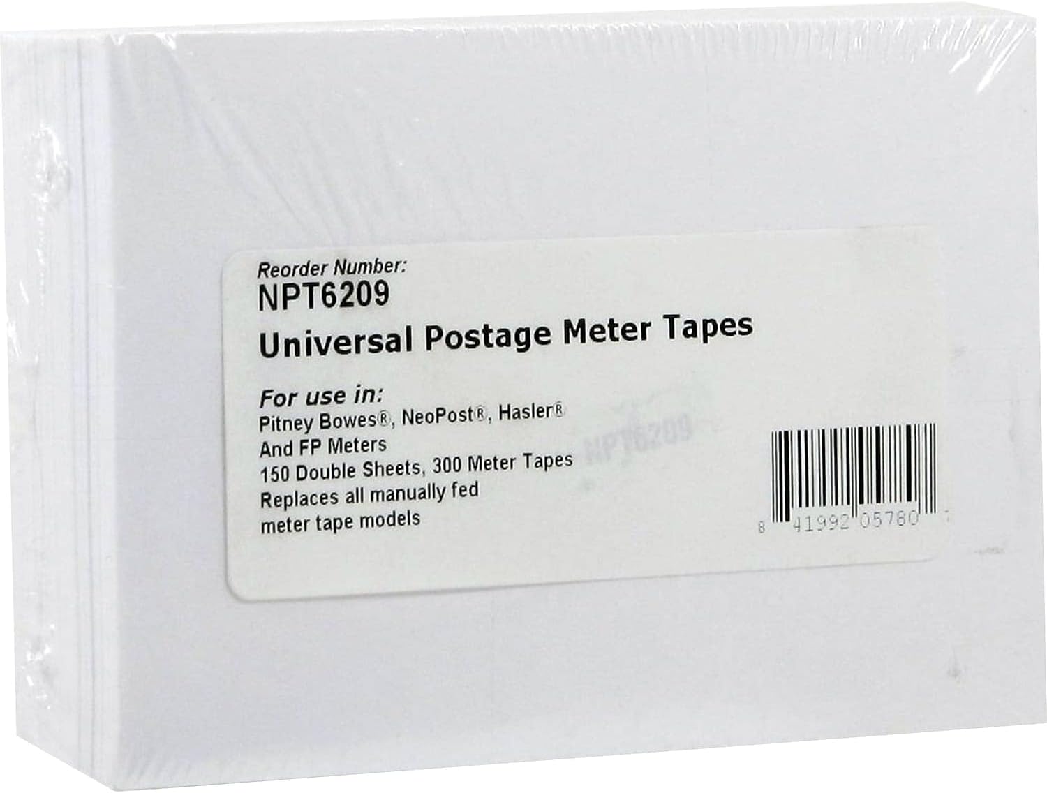 NuPost NPT6209 Pitney Bowes Postage Meter Tape, 300 Labels (6120/6209
