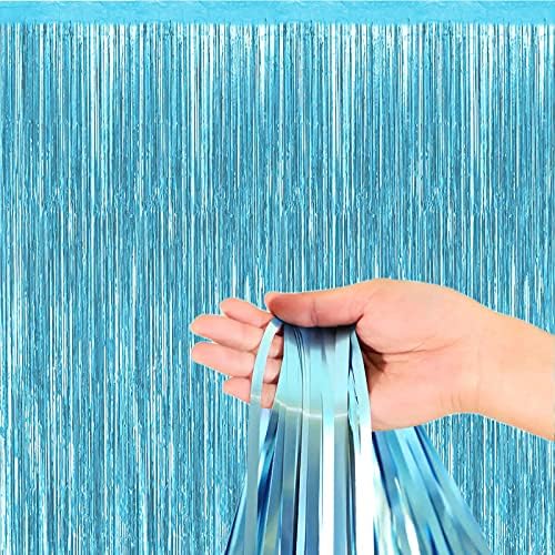 6.5Ft Foil Fringe Curtains, Rainbow Metallic Tinsel Curtains Backdrop Hanging Streamers for Party/Prom/Birthday Favors