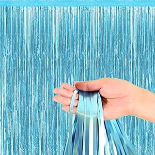 6.5Ft Foil Fringe Curtains, Rainbow Metallic Tinsel Curtains Backdrop Hanging Streamers for Party/Prom/Birthday Favors