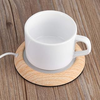 Bicaquu Cup Warmer,USB Wood Electric Grain Cup Warmer, Heat Beverage Mug Mat Office Tea Coffee Heater Pad(Bright Wooden Grain)