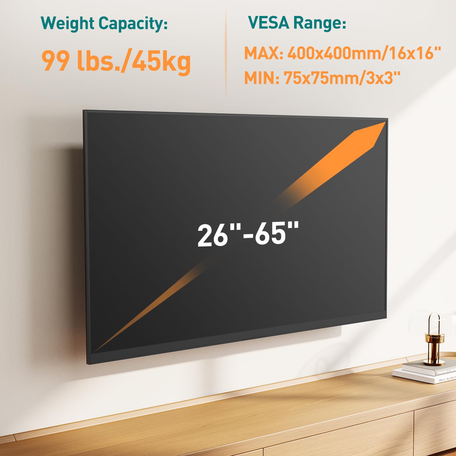 ELIVED Long Extension EV1035 - Supporto da parete per TV con braccio lungo 796 mm, per la maggior parte dei televisori da 26-65 pollici, orientabile e inclinabile, supporto da parete per TV Full