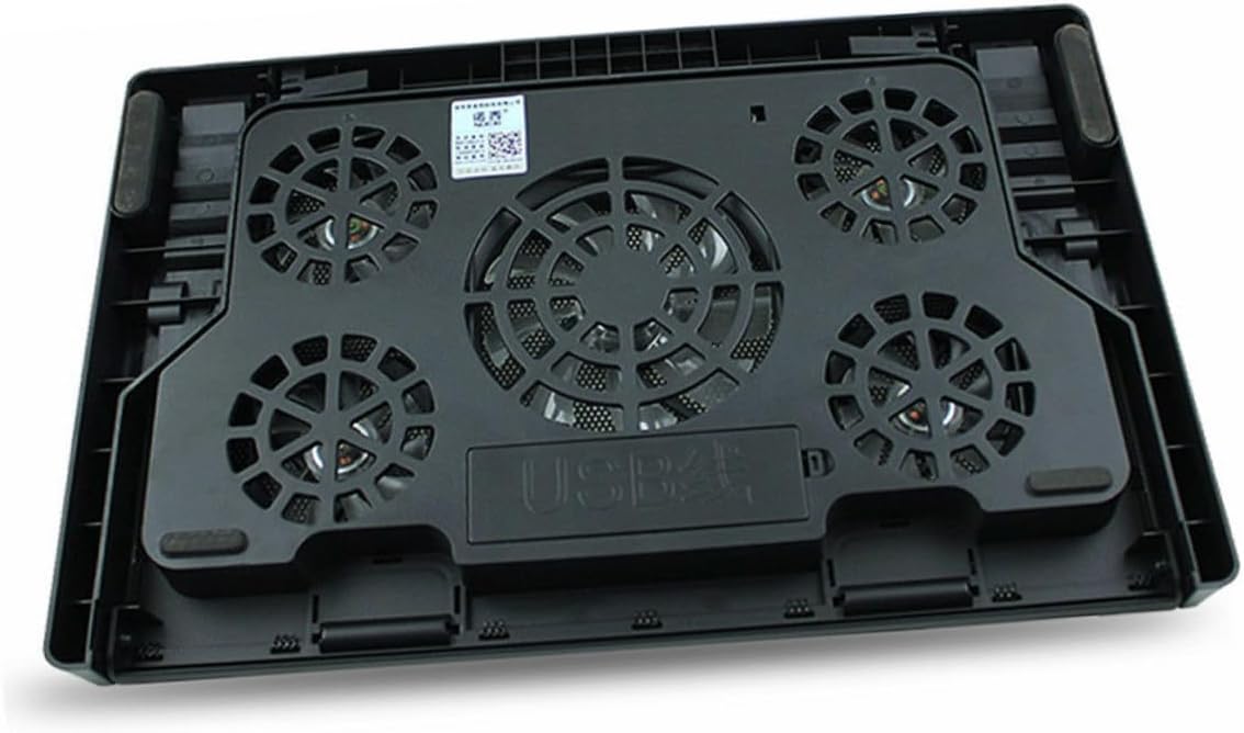 USB Laptop Cooling Stand 5 Fans Cooler with Anti-Skid Base Adjustable Angle for Gaming and Office Use Black