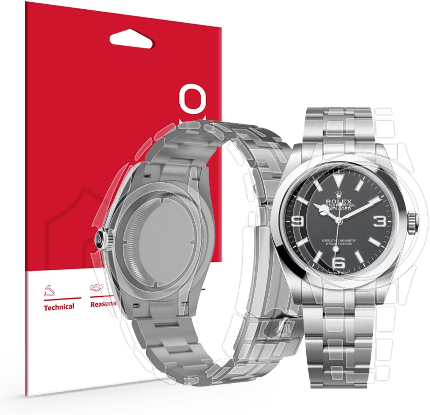 skoko [1Set Full Package Body Protection Film Compatible with Rolex Explorer 40mm Ref. 224270, Glossy Clear Skin, Full Coverage, Anti Scartch, Extra pieces for tricky areas