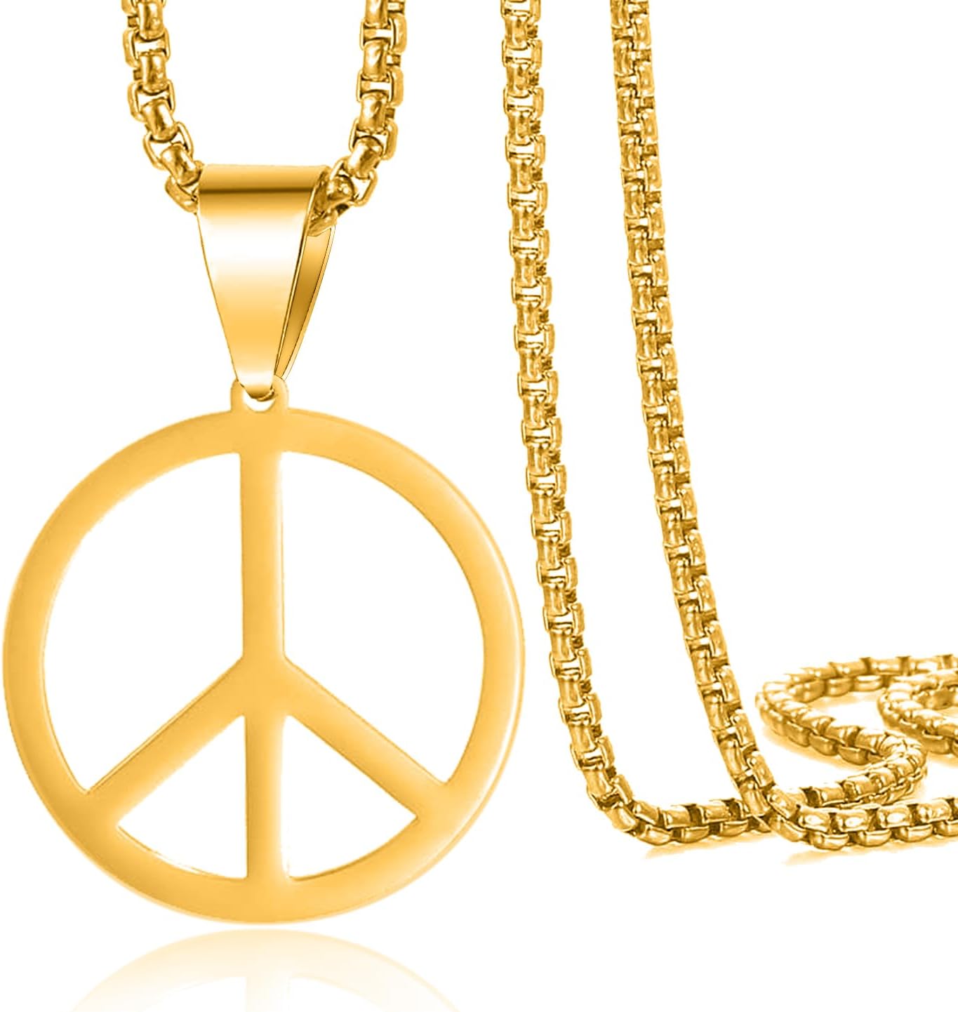 VASSAGO Peace Sign Necklace for Men Women Hippie Style Peace Necklace Stainless Steel Peace Symbol Jewelry 1960s 1970s Hippie Party Accessories Jewelry