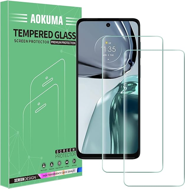 AOKUMA Tempered Glass for Motorola Moto G62 5G Screen Protector, [2 Pack] Premium Quality Guard Film, Case Friendly, Shatterproof, Shockproof, Scratchproof oilproof