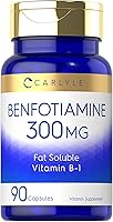 Vista 1 de Carlyle Benfotiamina 300mg 90 Cápsulas Vitamina B-1 soluble en grasa Sin OMG, sin gluten