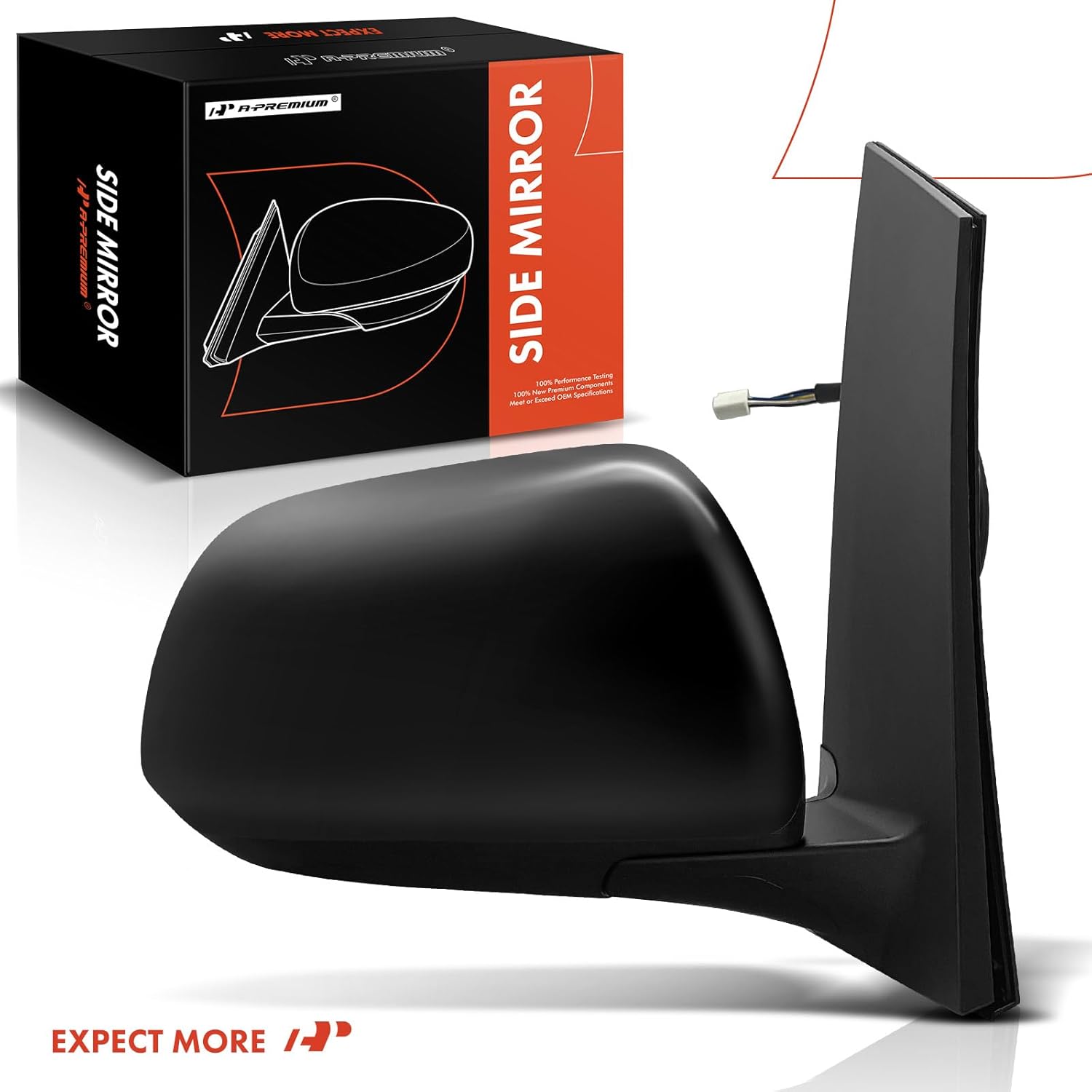 A-Premium Passenger Side Power Door Mirror - Compatible with Toyota Sienna 2013-2014 - Heated Manual Folding Black Outside Rear View Mirror - Replace# 87910-08094-C0