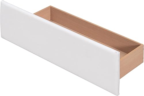 Miniatura 7 de Merax Cama de plataforma tapizada con cabecero clásico y 4 cajones, no necesita somier, tela de lino, tamaño Queen, color blanco