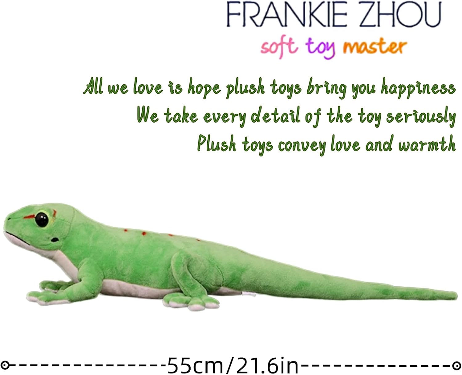 FRANKIEZHOU Realistic Gecko Stuffed Animal - Green 21.65", Lizard Stuffed Animal for Boys, Soft Hugging Toy for Home Decor
