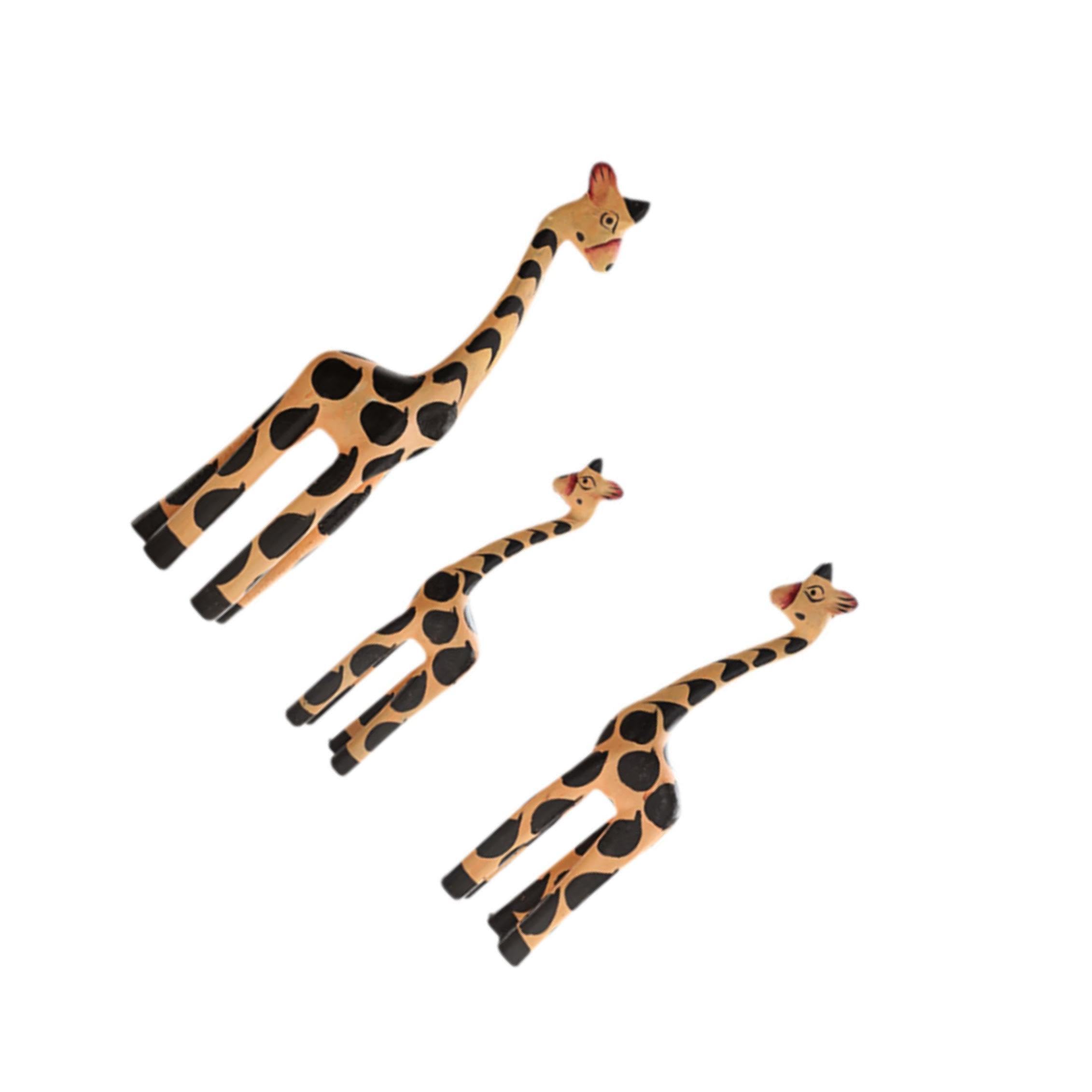 Statue Girafe Collection en Bois Orange pour Décorer un Buffet de Salon