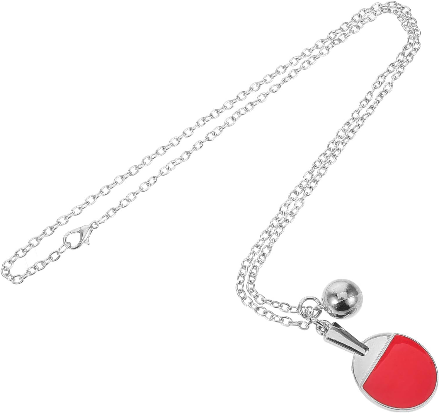 Mikikit Trendy Table Tennis Racket Charm Pendant Necklace for Women Daily