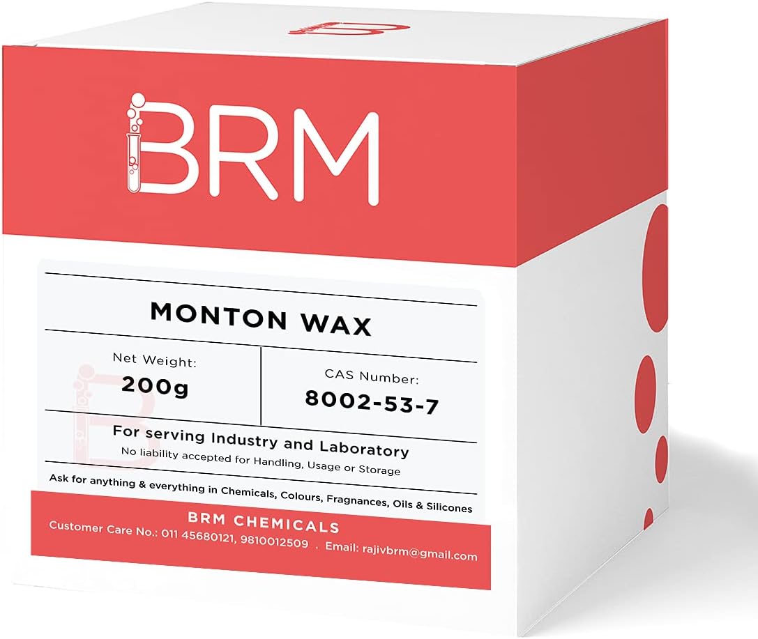 BRM Chemicals Monton Wax - 200 G For Soap Making, Shampoo, Cosmetics, Moisturizer, Lotion Making, Domestic Use & Diy Personal Care For Face, Hair, Skin & Body (Pack Of 1)