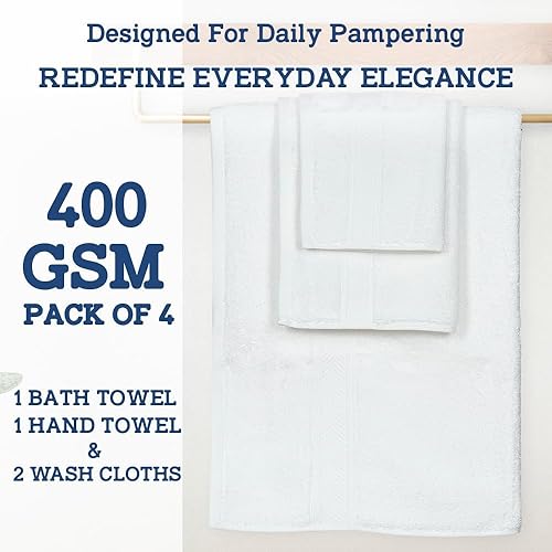 Miniatura 3 de Juego de 4 toallas de baño  1 toalla de baño, 2 paños de lavado, 1 toalla de mano  Artículos esenciales de baño para el nuevo hogar, toallas de lujo