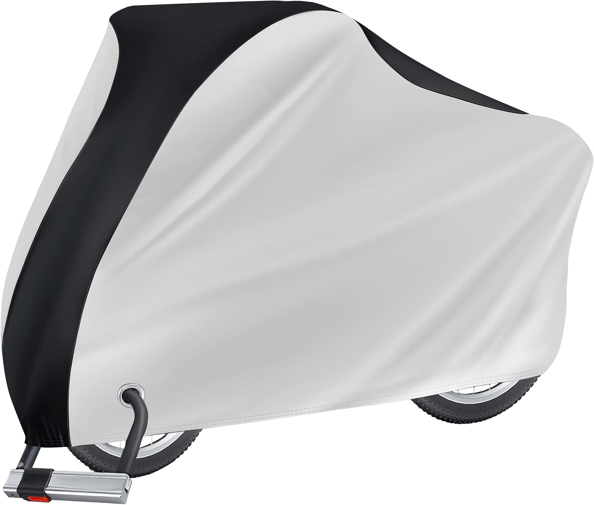 Puroma Bike Cover for 1 Bike, 190T Outdoor Waterproof Bicycle Covers Rain Sun UV Dust Wind Proof with Lock Hole for Mountain Road Electric Bike (Silver & Black)