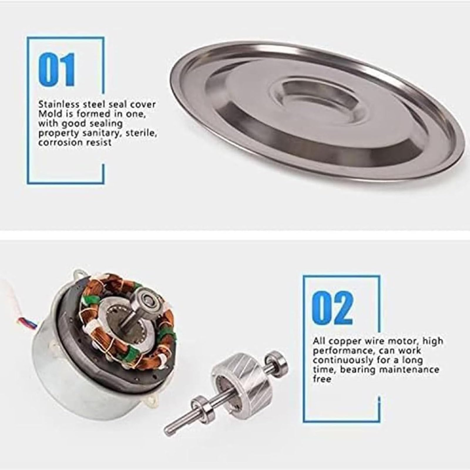 Tamis à poudre automatique avec tamis à 40 mailles + 60 mailles, tamis électrique en acier inoxydable pour farine, particules, cuisson