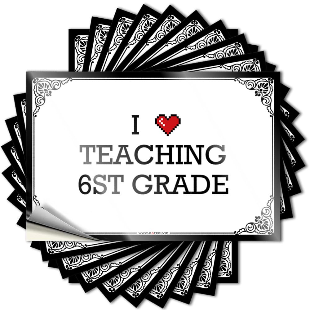 Fire Lettering Sticker, Bathroom Sets Cover I Love Teaching 6st Grade | Funny Quote Girls Decals(6X9CM)