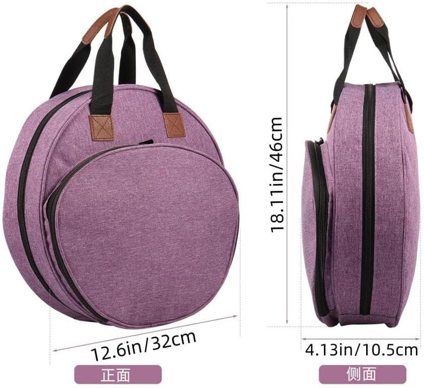 JISADER Embroidery Project Bag Embroidery Supplies Storage Carrying Tote Case and Zipper Craft Carry Case for Hoops Sewing Supplies, Violet