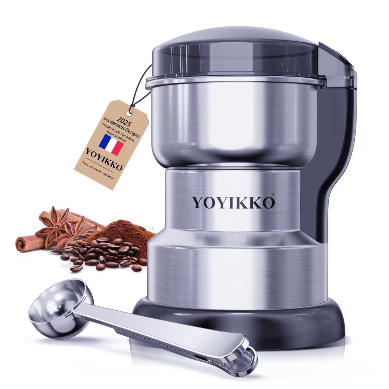 Molinillo de café eléctrico multifunción, Macinacaffè, cafetera ajustable para Espresso/Gocciolamento/Envío. Macinacaffè Para café, especias y otros alimentos (gris plateado)