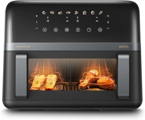 Mova AeroChef FD20 Pro Friggitrice ad aria, SyncFinish, 2700 W, Croccantezza Rapida, Riscaldamento 40°-230°C, Circolazione termica, Interno in metallo, 7 Preimpostazioni, Dual Truffle da 9 L