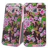 Zase for Samsung Galaxy ON5 case (T-Mobile MetroPCS) Hybrid Dual Layer Jewel Rhinestone Bling [Shock Resistant Armor Defender] Glittery Cover for Galaxy ON5 (Diamond Pink Flower Garden)
