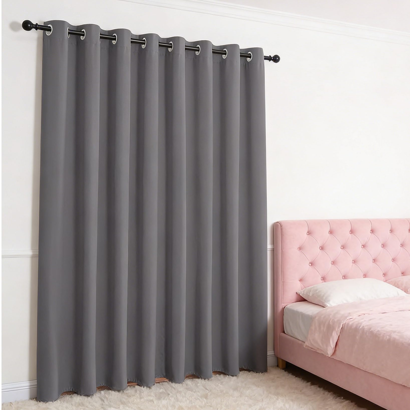 Rideau occultant thermique 310 x 260 grand format gris foncé anti UV salon