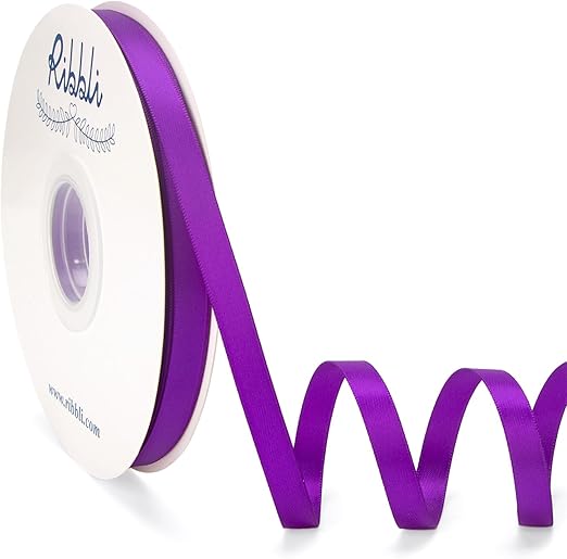 Amazon.com: Ribbli Purple Satin Ribbon Double Faced Satin 3/8 Inch x ...