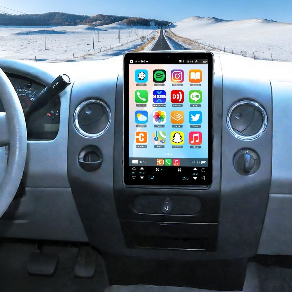 Rádio de carro rotativo Android 14 para Ford F150 2004-2008 com CarPlay ...