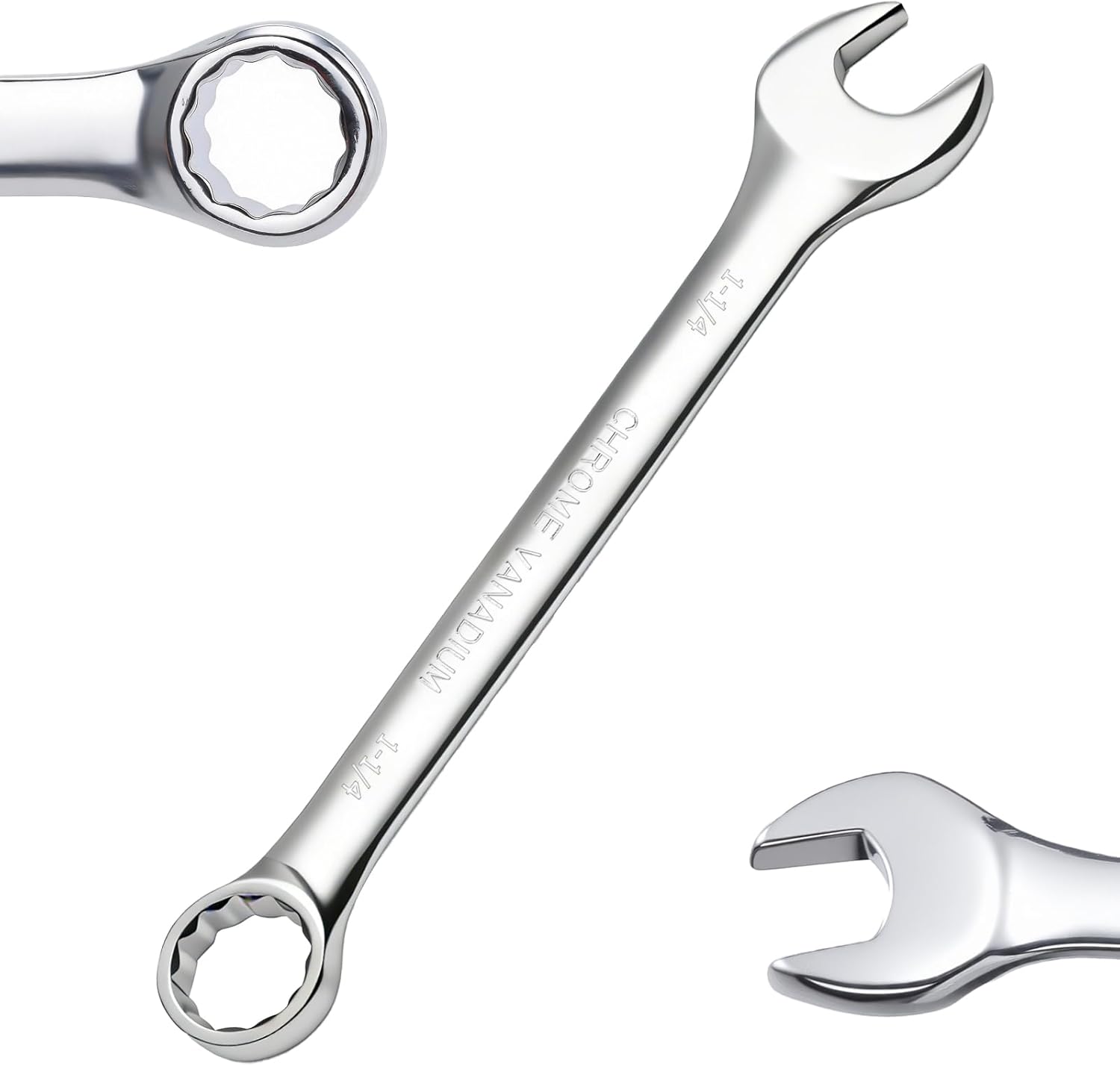 Combination Wrench, 1-3/16" SAE Combination Spanner Wrenches, 12 Point Box End Head Combination Wrenches 15°Offset with Electroplated CR-V Steel Body for Auto Construction and Mechanical Applications
