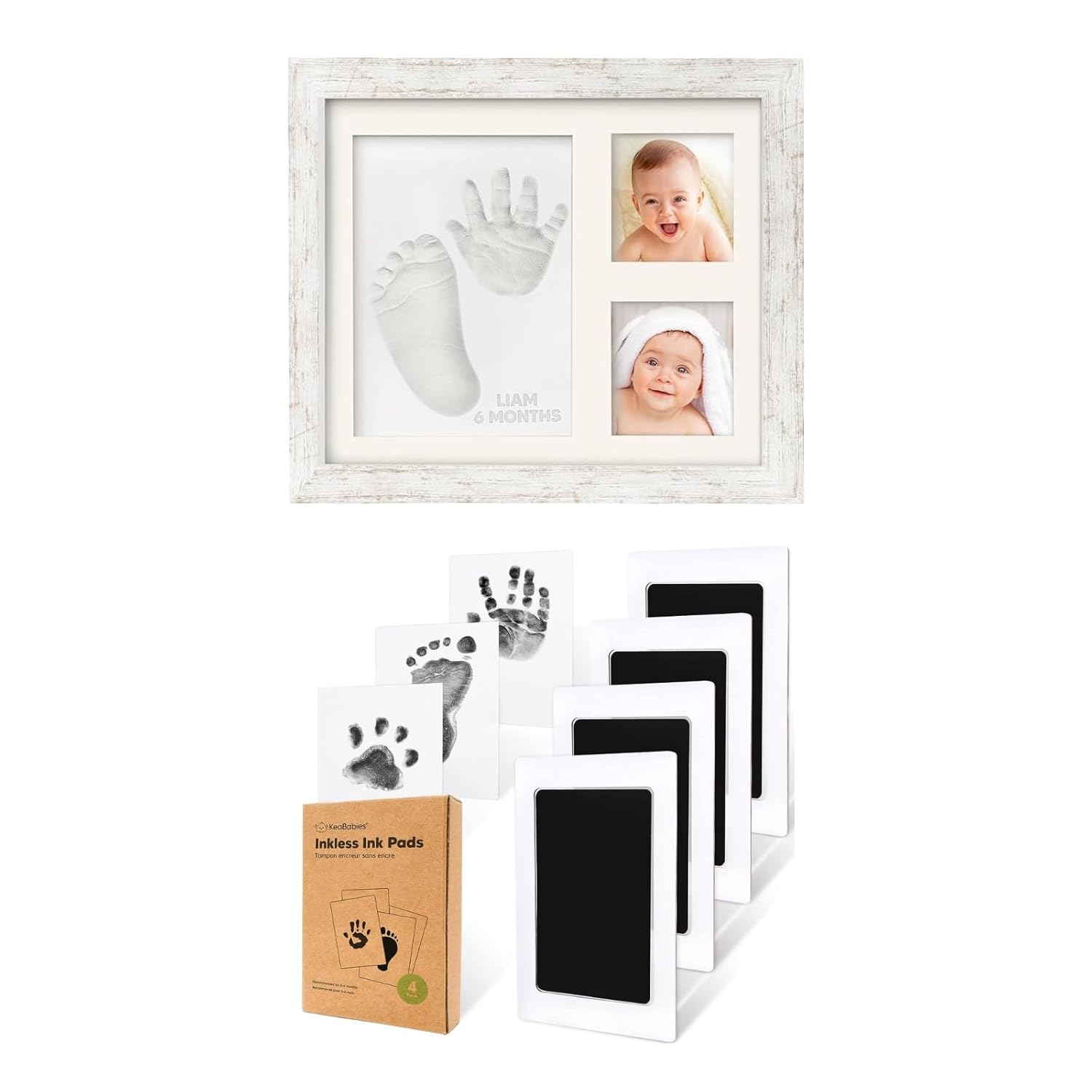 KeaBabies Baby Hand and Footprint Kit and Inkless Hand and Footprint Kit - Baby Footprint Kit, Baby Keepsake - Ink Pad for Baby Hand and Footprints - Baby Keepsake Frame Kit