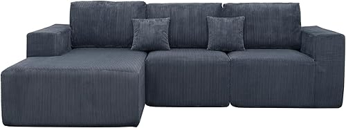 Miniatura 7 de Sofá de nube modular de 3 piezas, asiento profundo seccional de 111 pulgadas, sofás comprimidos para sala de estar, dormitorio, sofás sin hueso para