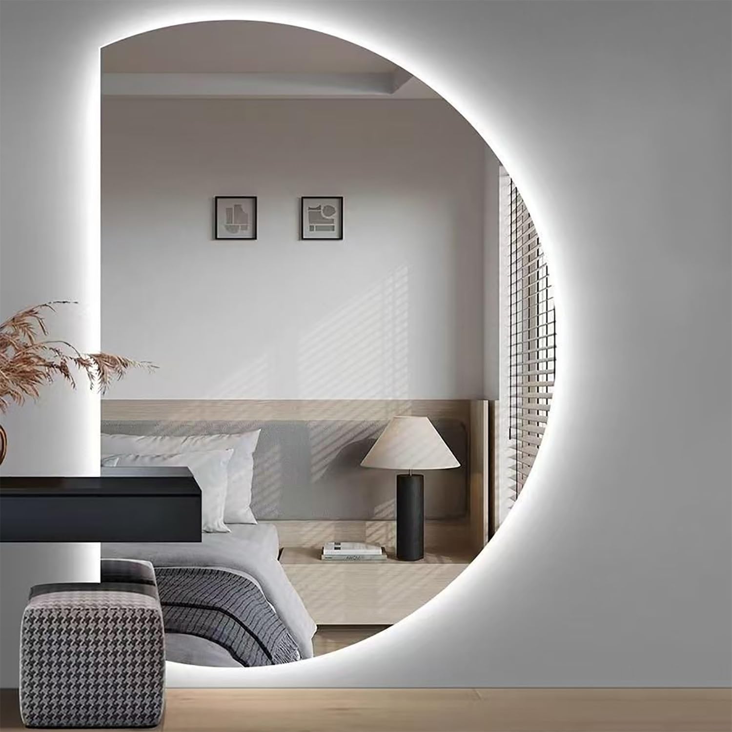 FGXHHS Dimmable Anti-Fog Vanity Mirror with LED Lighting, Large Frameless Design for Bathroom Decoration
