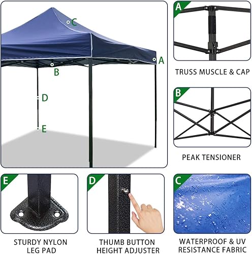 Miniatura 5 de Toldo desplegable de 3.9 x 3.9 in, para fiestas y fiestas con dosel, toldo para boda, plegable instantáneo, ideal para la circulación de aire libre,