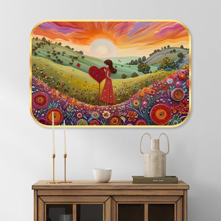 Livin'luxe paintings Beautiful Nature scenery modern art Premium Sparkle Lamination Finished Surface Golden Slim Frame 30 cm x 46 cm Large Size, For Home/Office/Hotel painting MG53-image-34